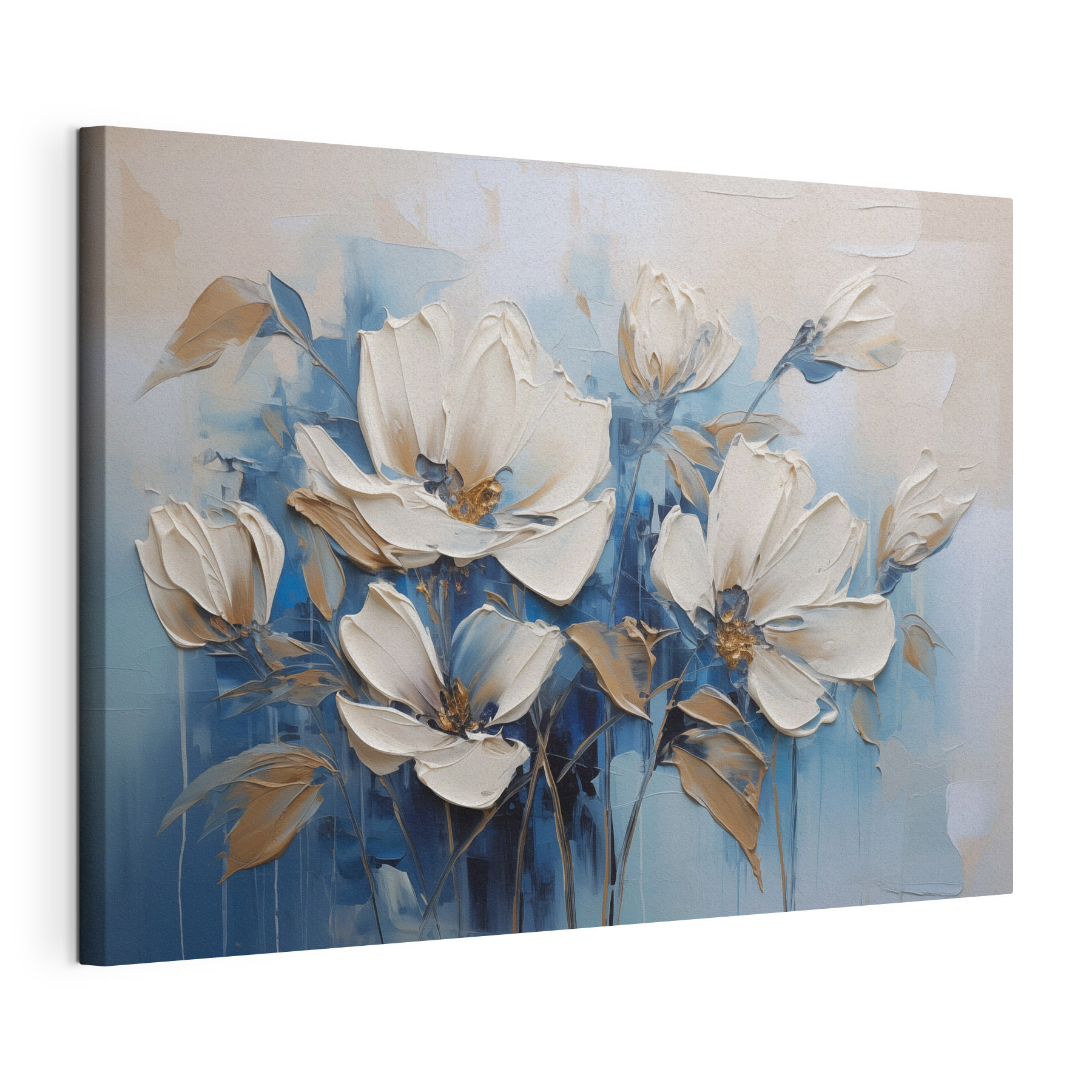 Painting of flowers on a blue background Painting of flowers on a blue background