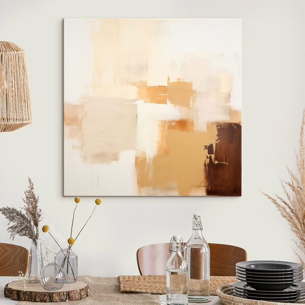 Painting of a white wall with brown squares Painting of a white wall with brown squares