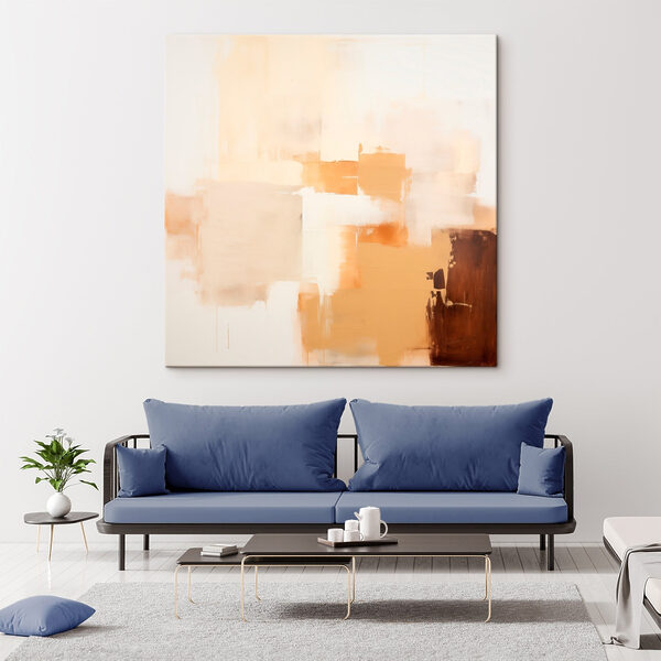 Painting of a white wall with brown squares Painting of a white wall with brown squares