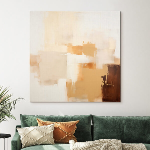 Painting of a white wall with brown squares Painting of a white wall with brown squares