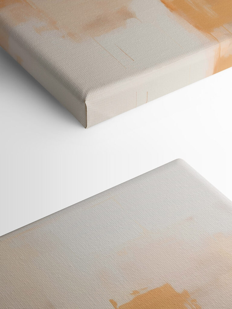 Painting of a white wall with brown squares Painting of a white wall with brown squares