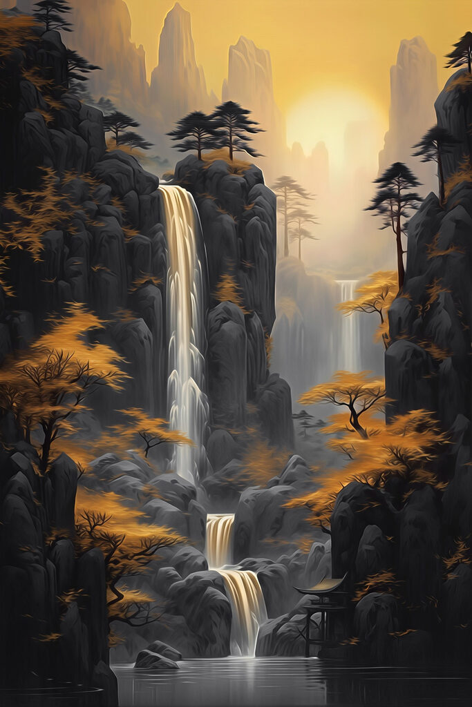 Waterfall in a rocky area Waterfall in a rocky area
