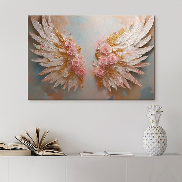 Pink and white wings with flowers