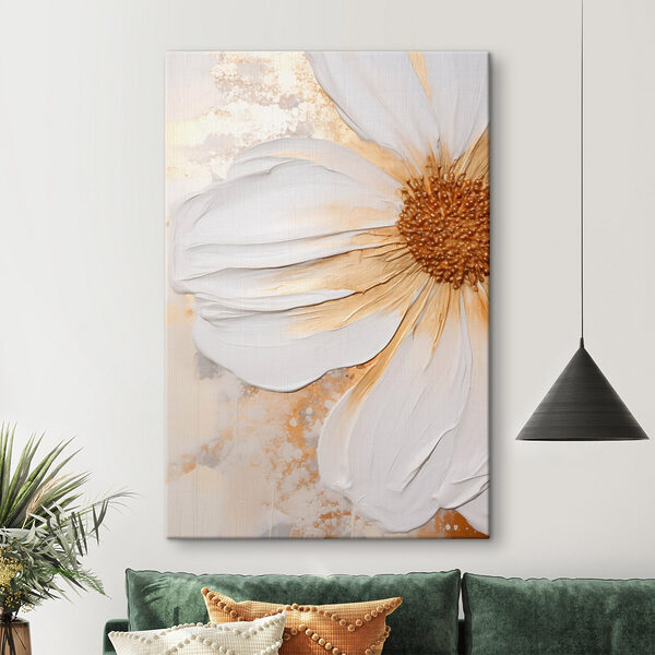 Large white flower with golden accents Large white flower with golden accents