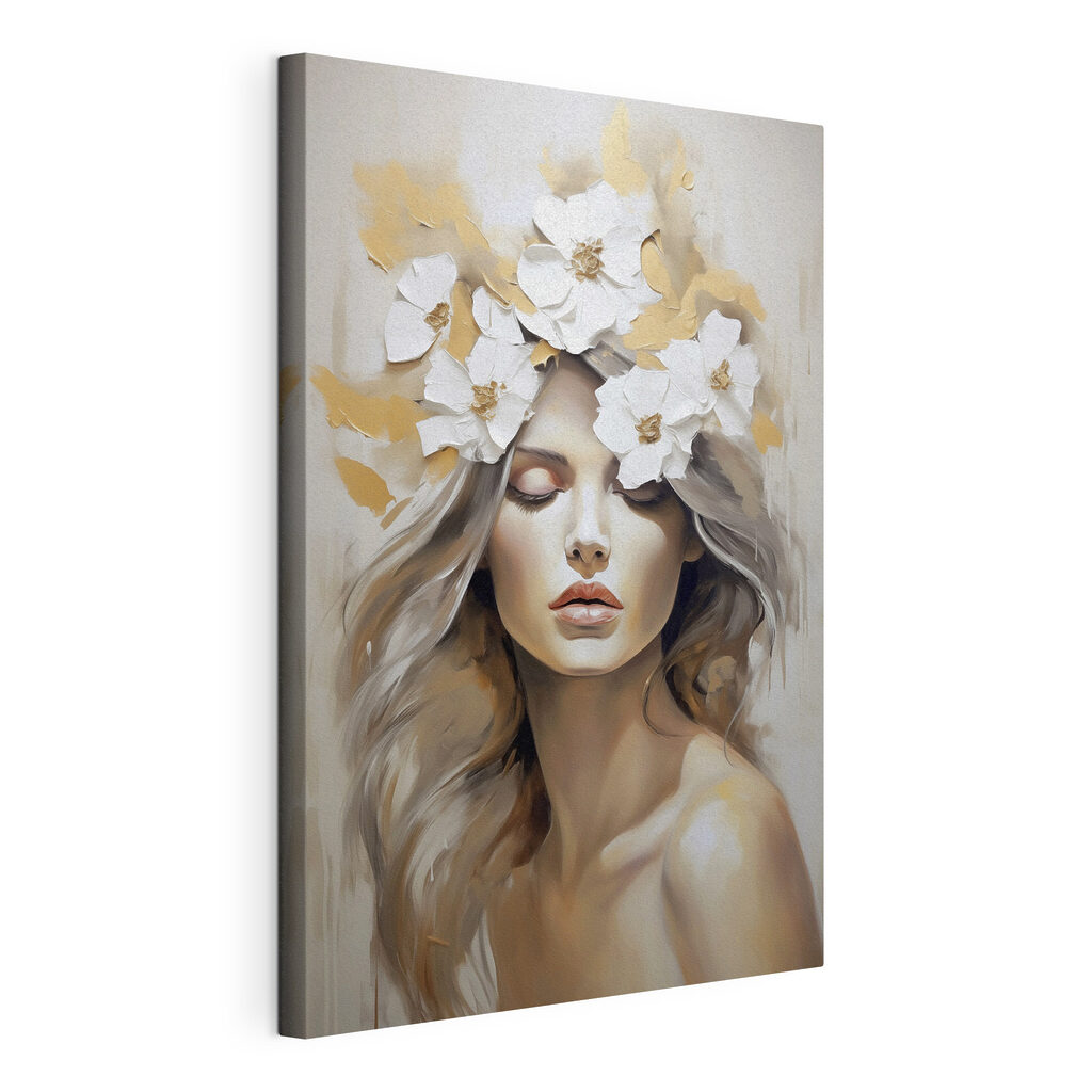 Painting of a woman with flowers in her hair