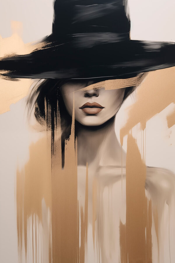 Painting of a woman with a black hat Painting of a woman with a black hat