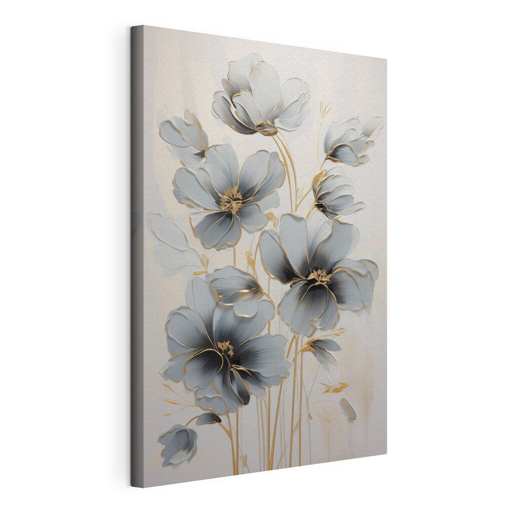 Painting of flowers on a white surface Painting of flowers on a white surface