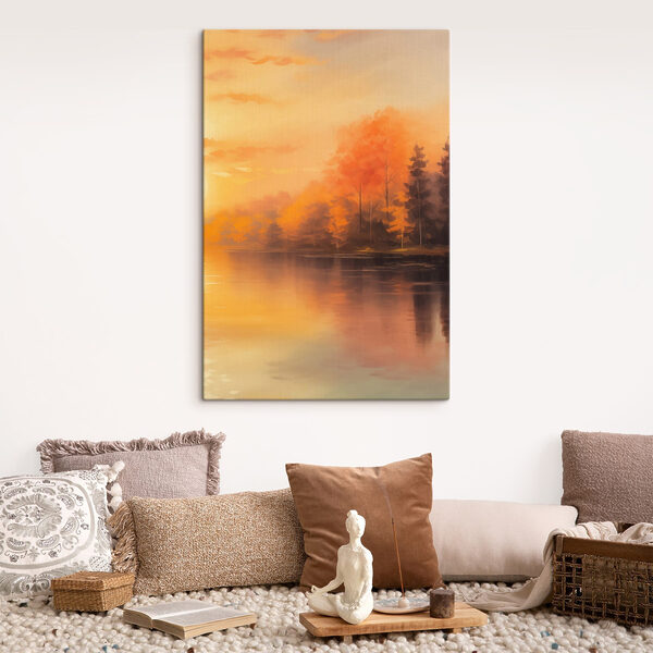 Watercolor painting of trees and a lake Watercolor painting of trees and a lake