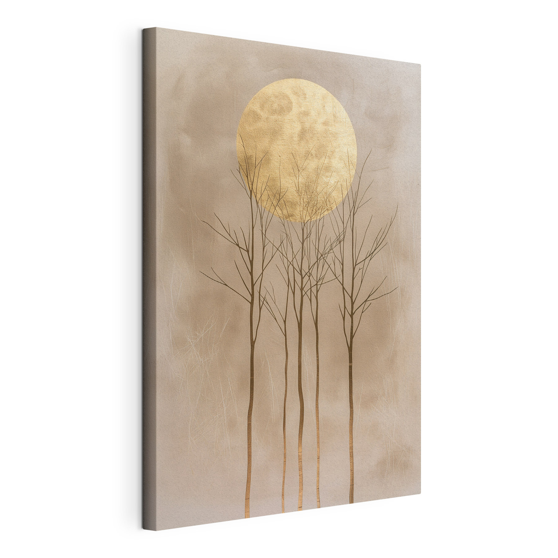 Group of trees with a large yellow moon Group of trees with a large yellow moon