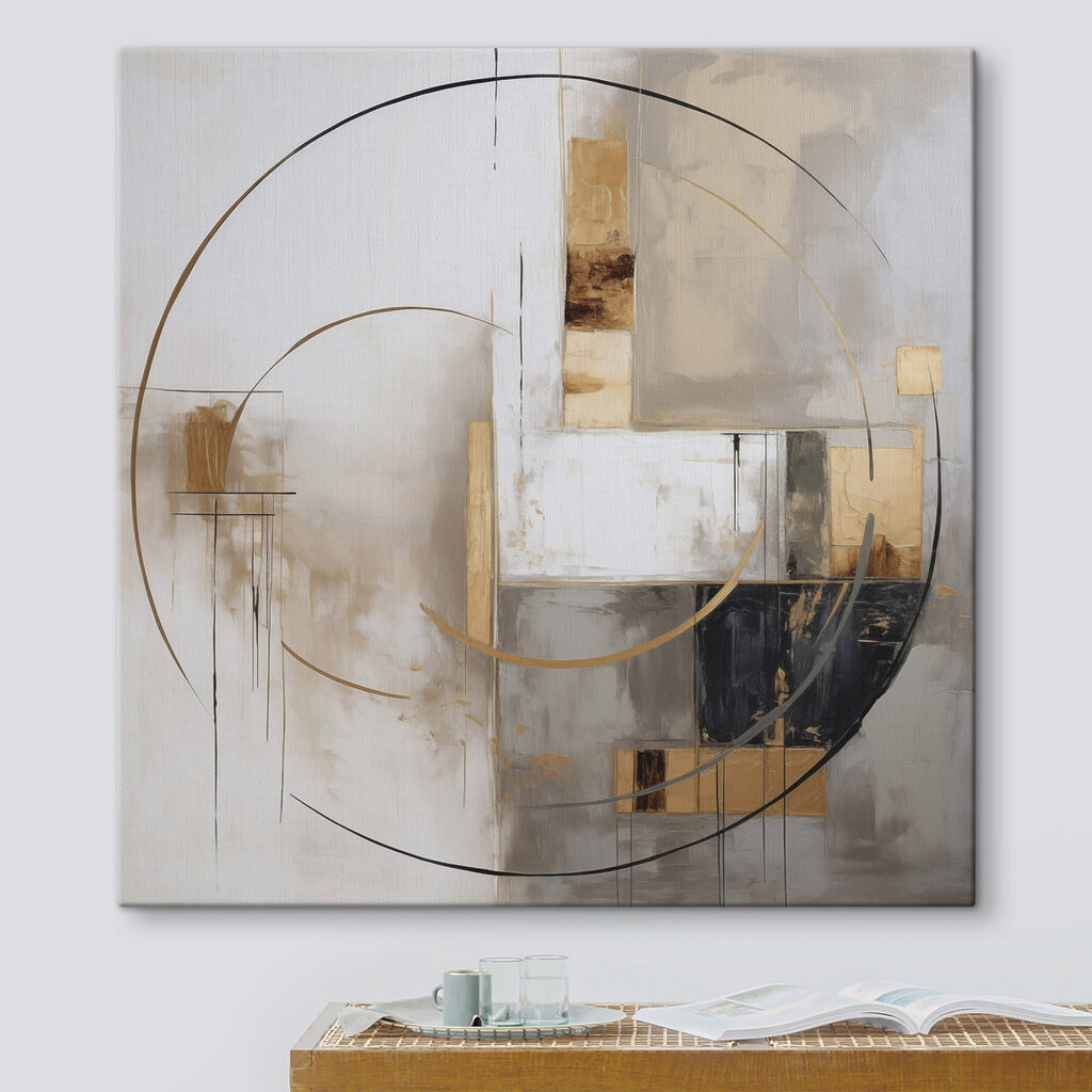 Painting of a circle and squares Painting of a circle and squares