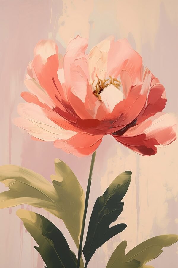 Soft pink bloom with lush leaves Soft pink bloom with lush leaves
