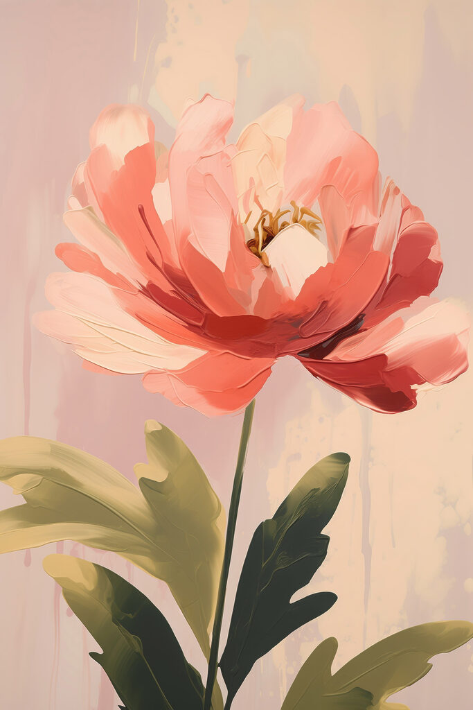 Soft pink bloom with lush leaves Soft pink bloom with lush leaves