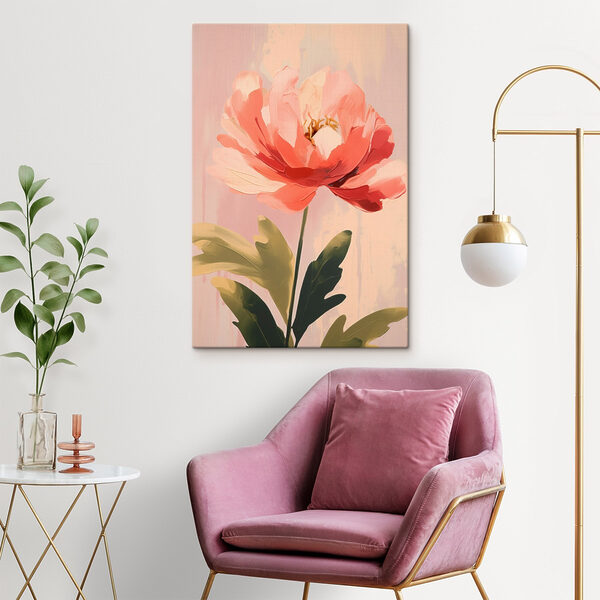 Soft pink bloom with lush leaves Soft pink bloom with lush leaves