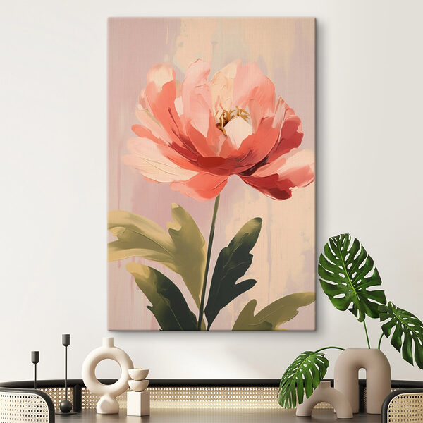 Soft pink bloom with lush leaves Soft pink bloom with lush leaves