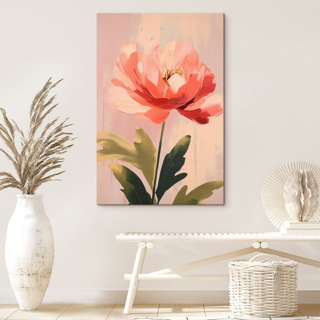 Soft pink bloom with lush leaves Soft pink bloom with lush leaves