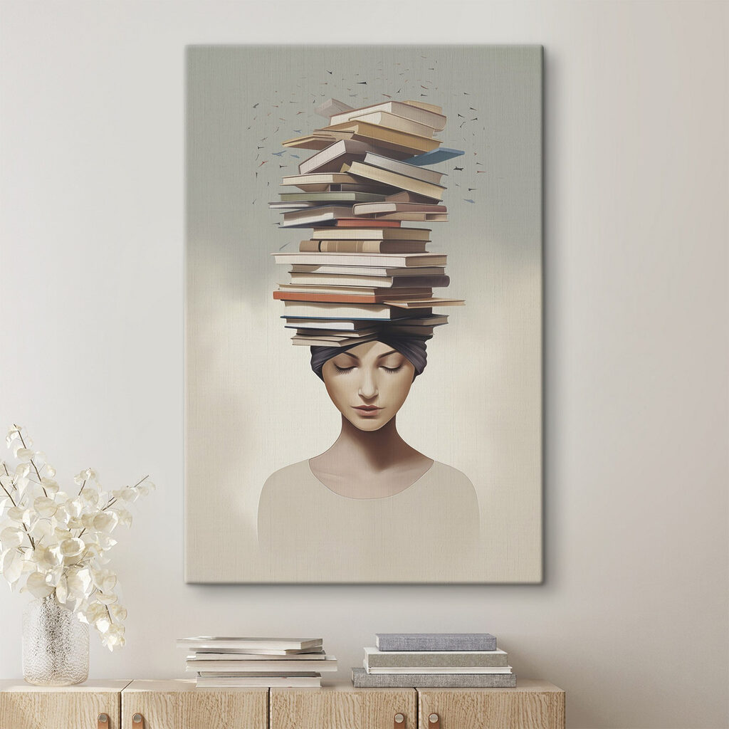 Woman with books on her head