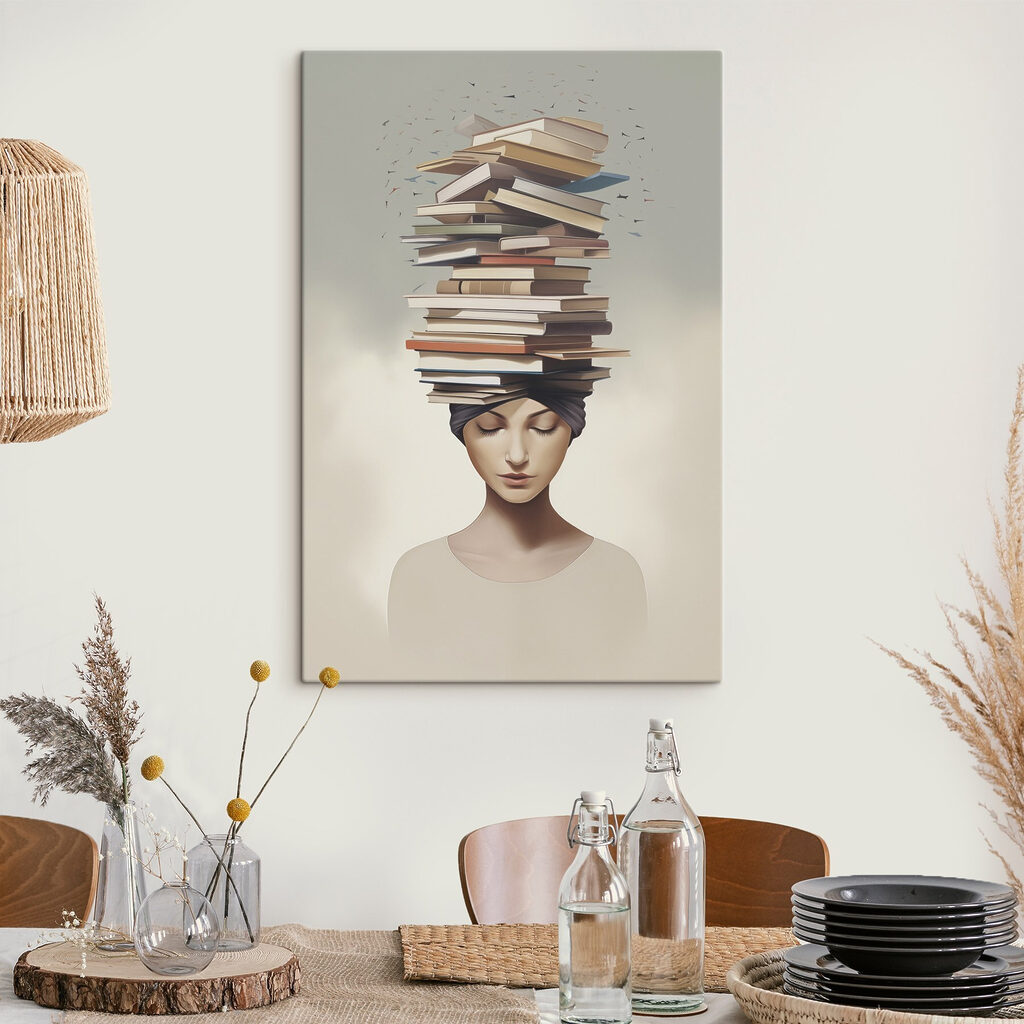 Woman with books on her head