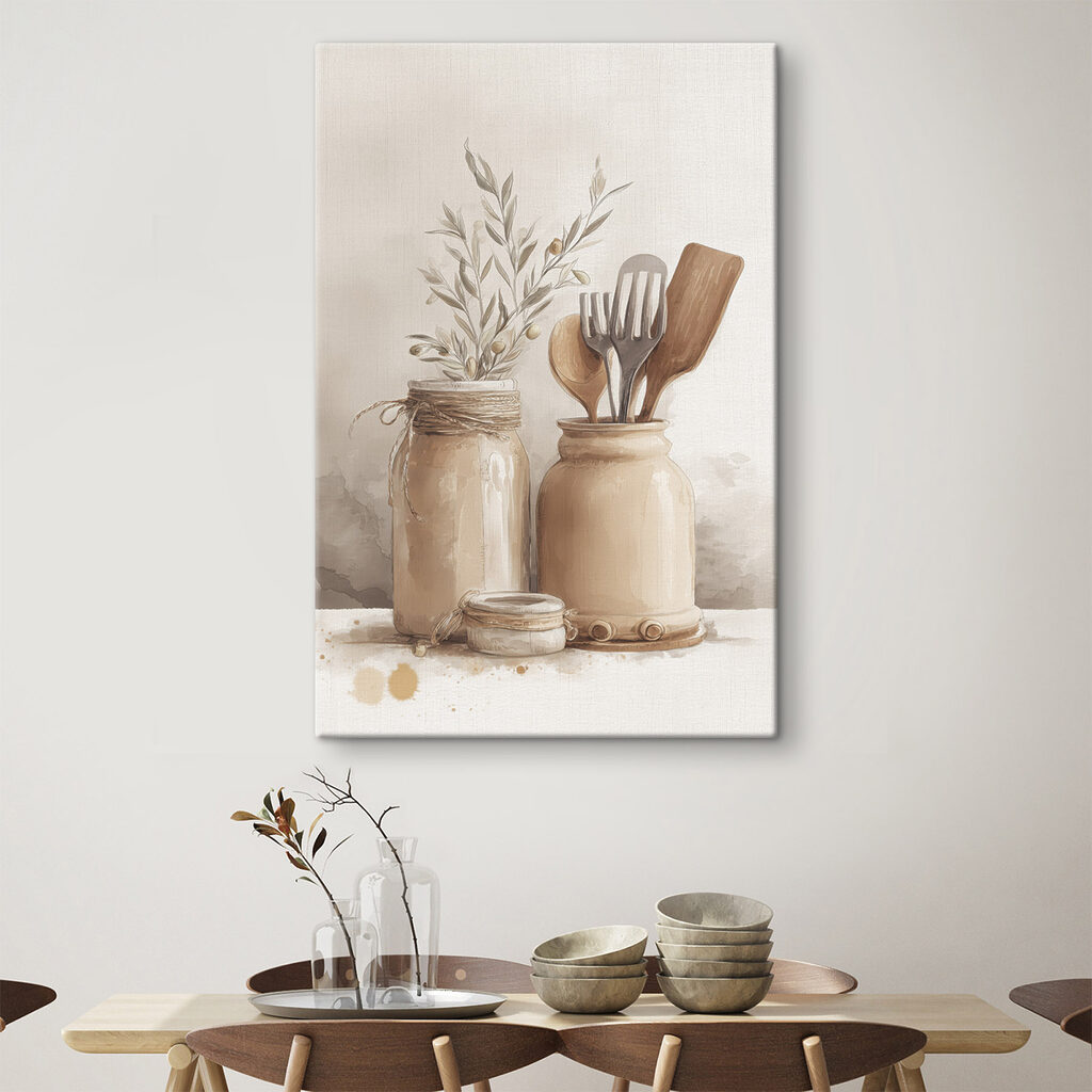 Painting of jars with utensils Painting of jars with utensils