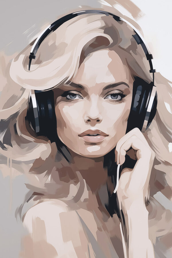 Woman wearing headphones