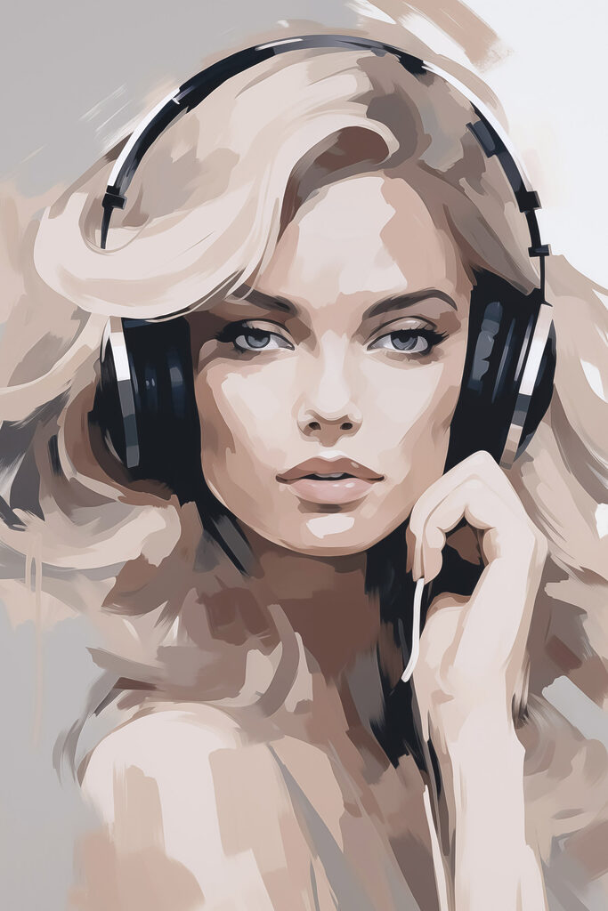 Woman wearing headphones