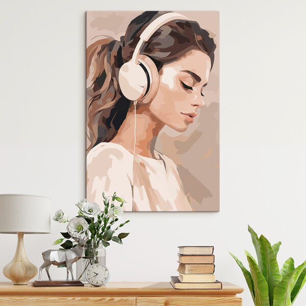Woman wearing headphones Woman wearing headphones