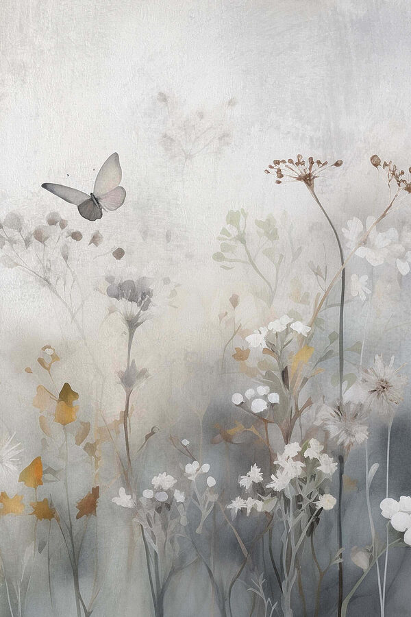 Butterfly flying over flowers