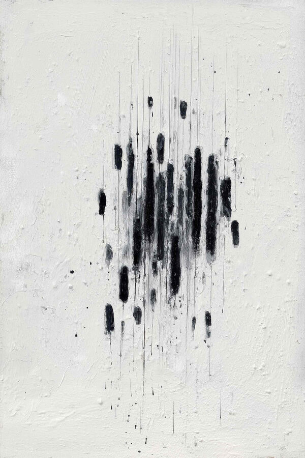 Black paint on a white surface