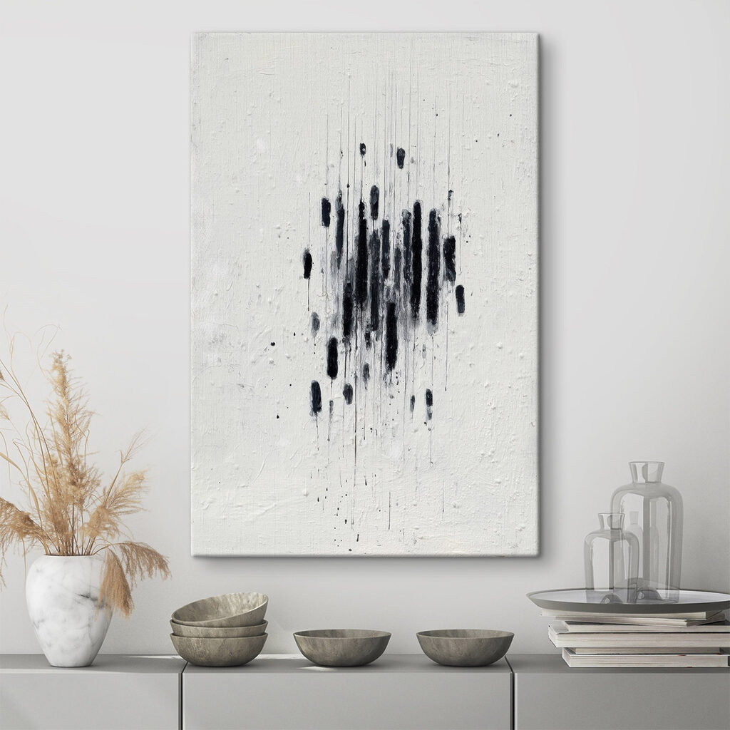 Black paint on a white surface