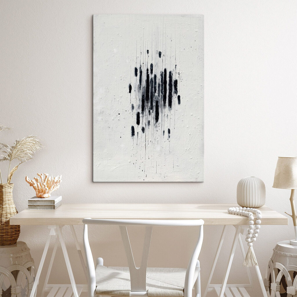 Black paint on a white surface