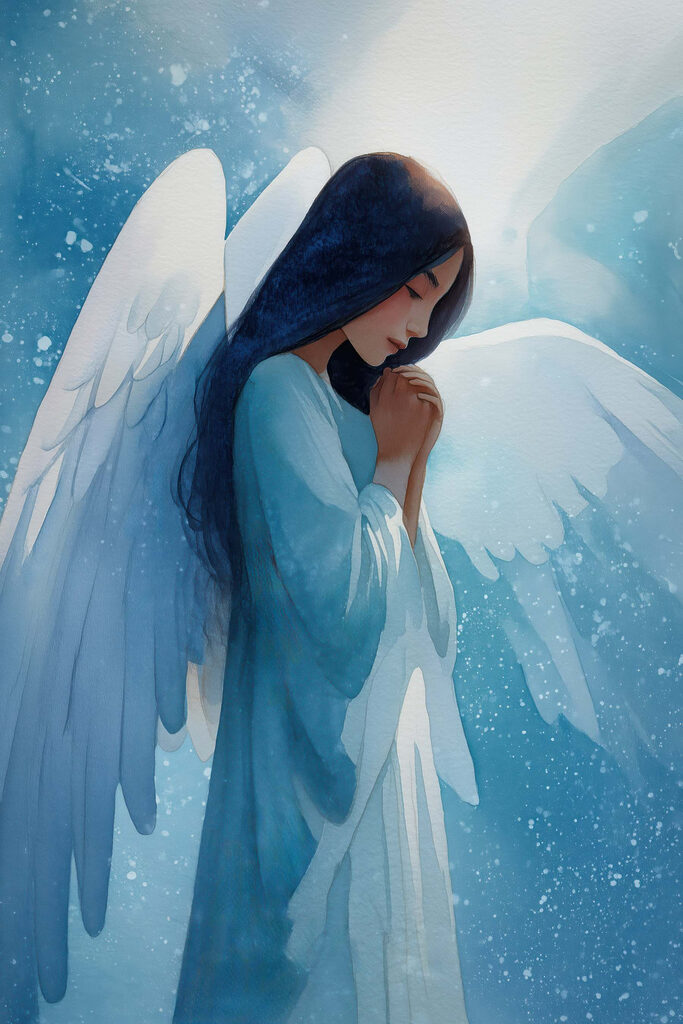 Painting of a woman with wings
