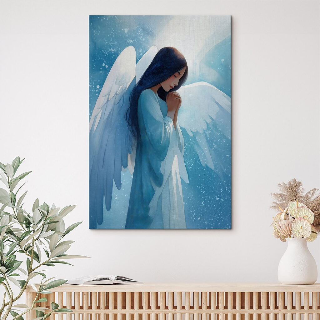 Painting of a woman with wings