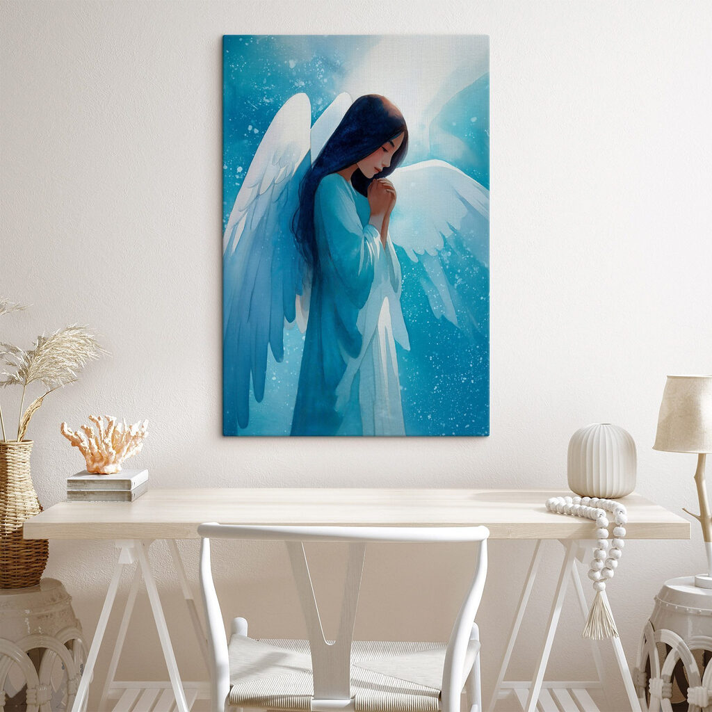 Painting of a woman with wings