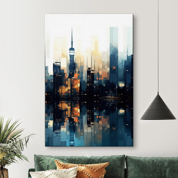 Obraz Panorama miasta z odbiciem w wodzie (SKU: s47677) Obraz Obraz Panorama miasta z odbiciem w wodzie (SKU: s47677)