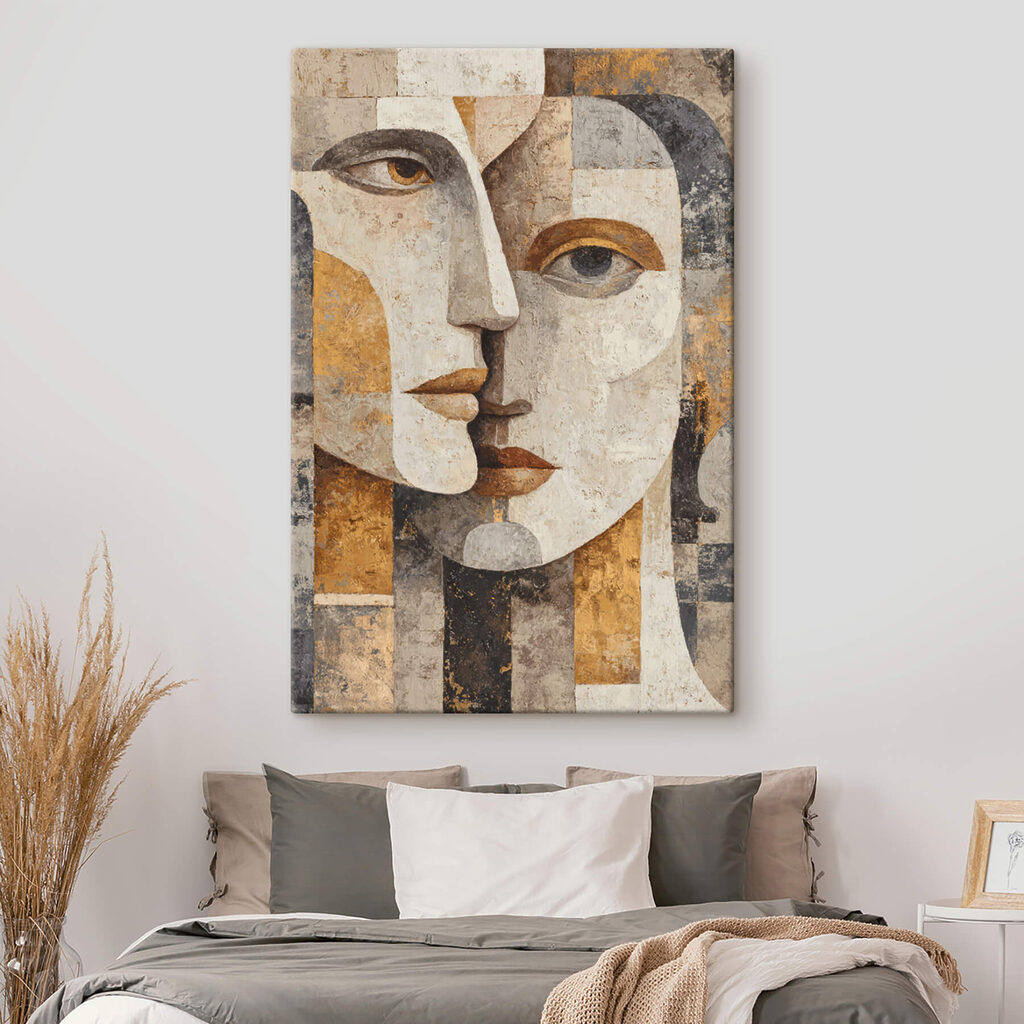 Painting of a face and a woman's face