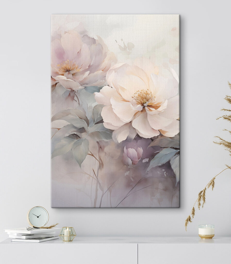 Painting of flowers on a surface