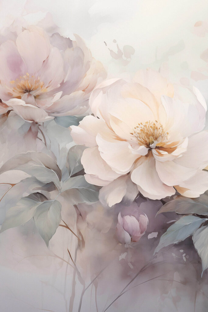 Painting of flowers on a surface