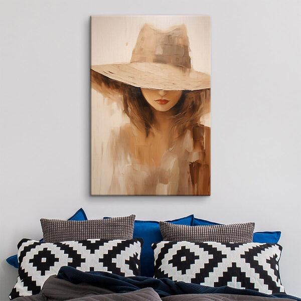 Painting of a woman wearing a hat Painting of a woman wearing a hat