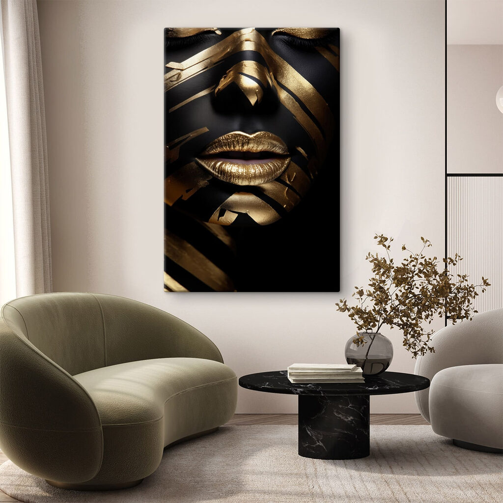 - Striking face art and bold lines - Striking face art and bold lines