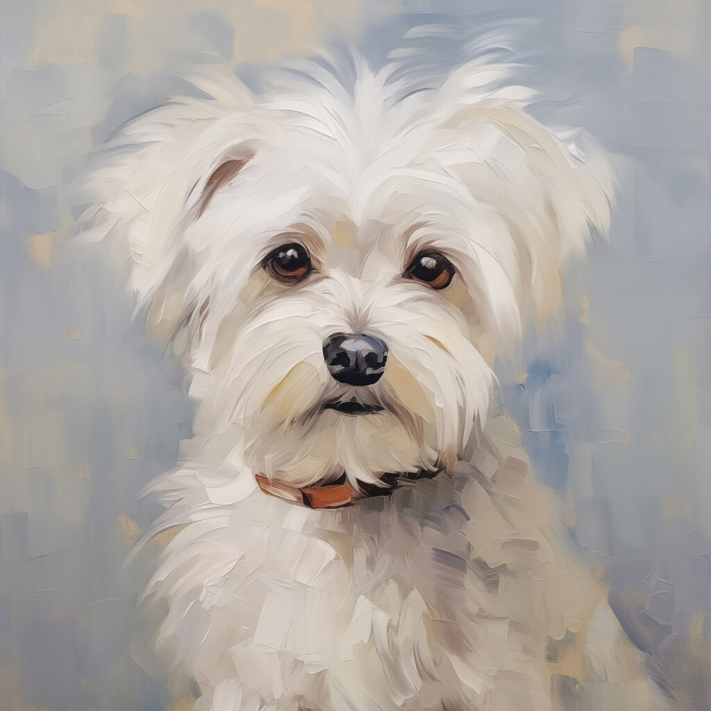 Painting of a white dog Painting of a white dog