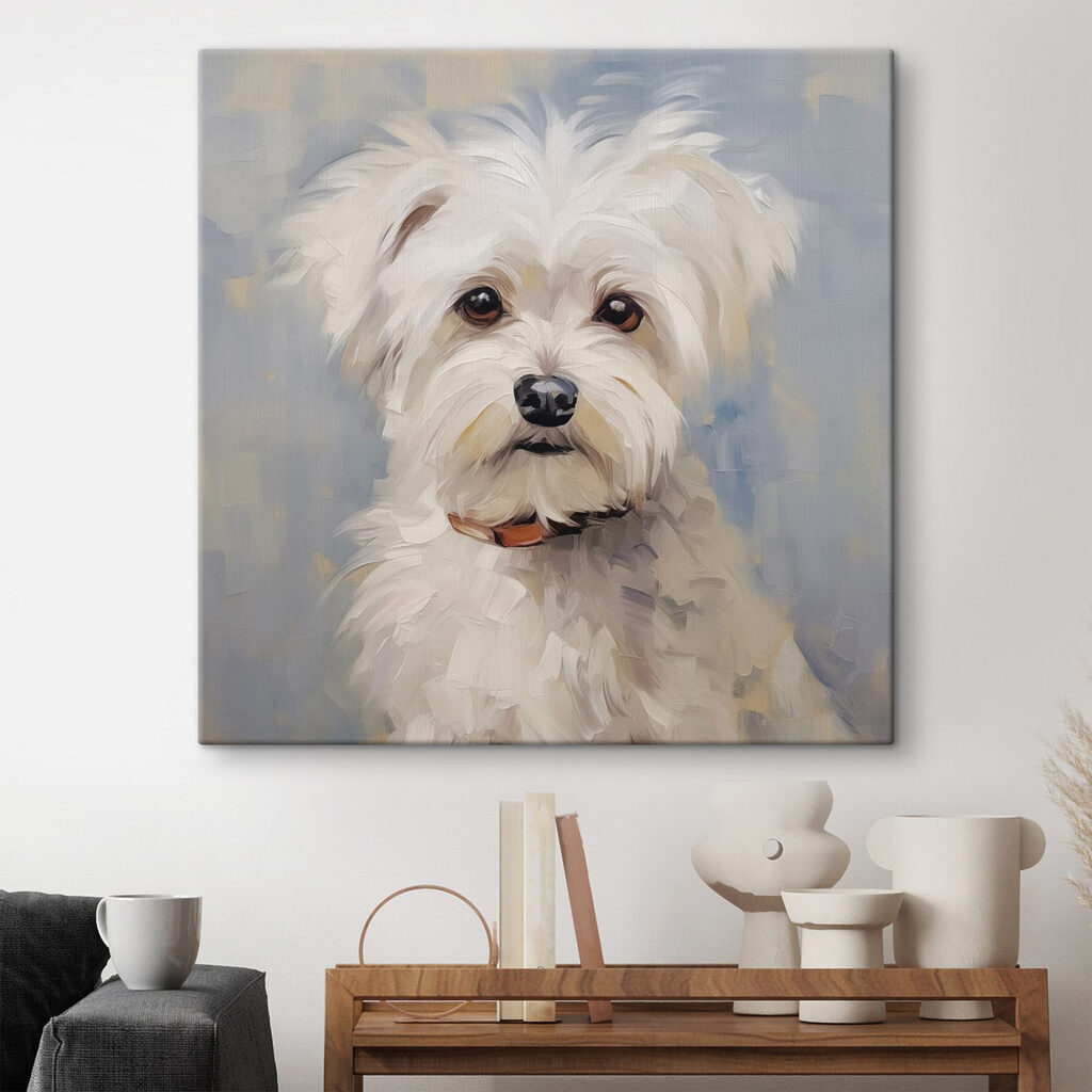 Painting of a white dog Painting of a white dog