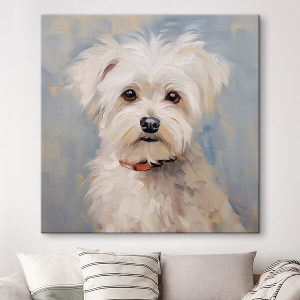 Painting of a white dog Painting of a white dog