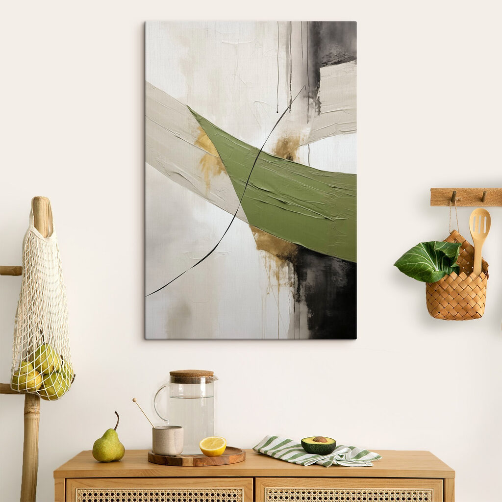 Painting of a green and black line
