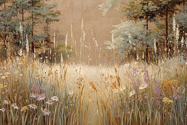 Painting of a field of flowers
