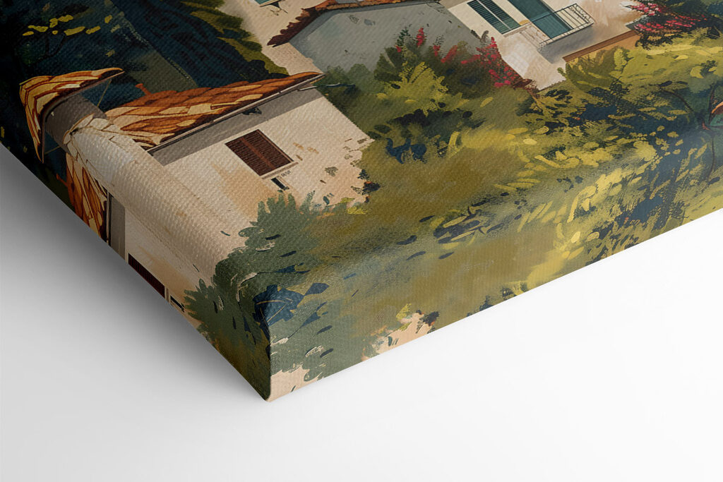 Group of houses with trees and hills in the background Group of houses with trees and hills in the background