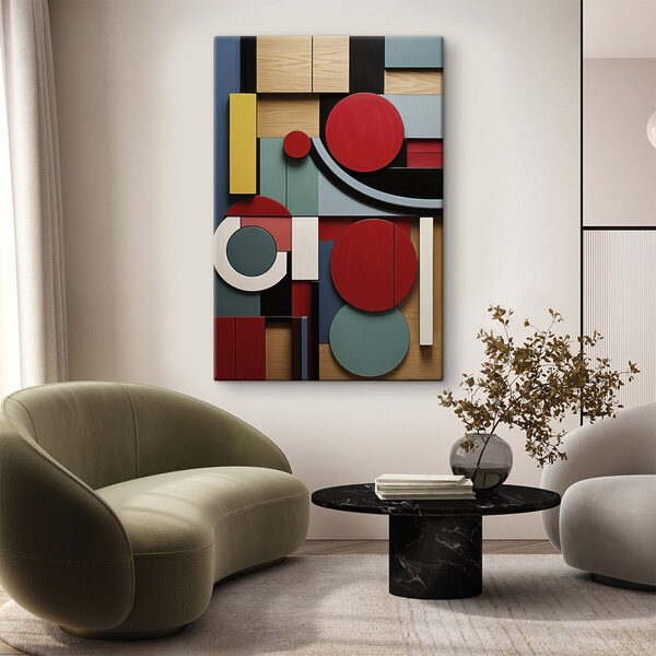 Obraz Kolorowa praca artystyczna z okręgami i kwadratami (SKU: s47876) Obraz Obraz Kolorowa praca artystyczna z okręgami i kwadratami (SKU: s47876)