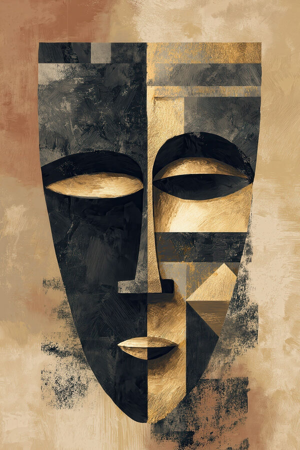 Abstract art depicting a stylized face