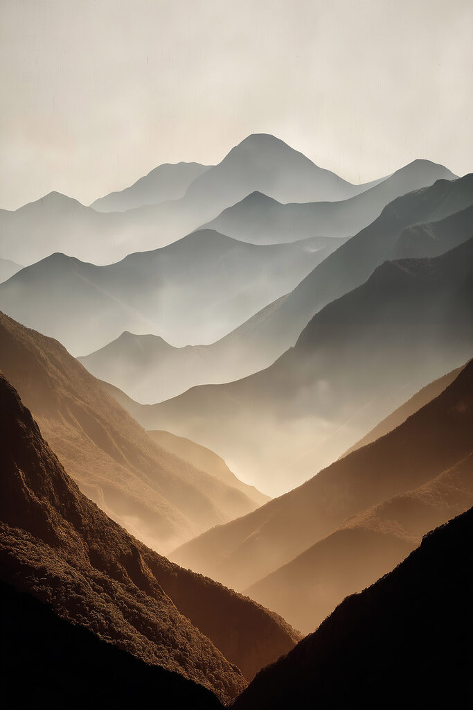 Mountain range with fog