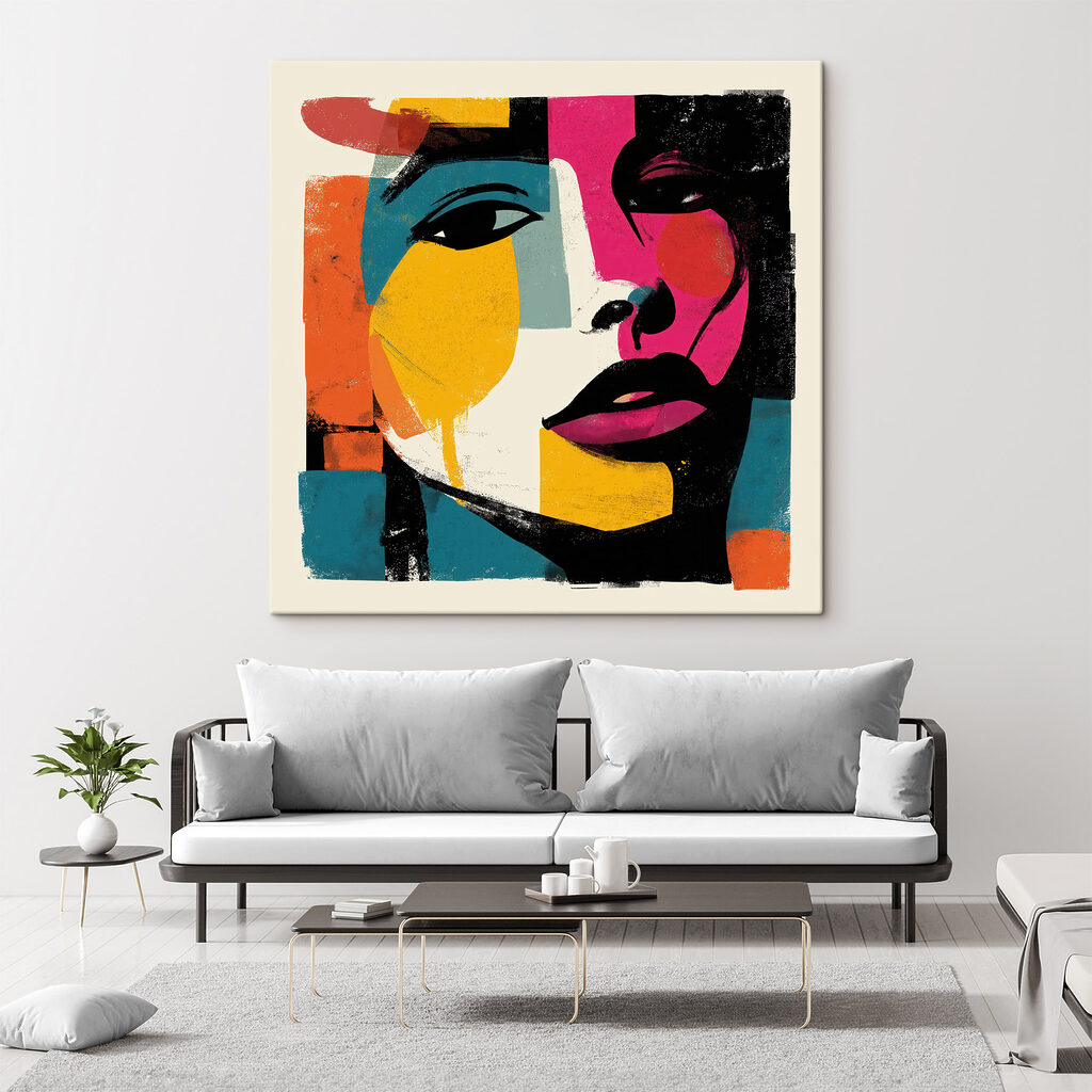 Woman's face with colorful paint
