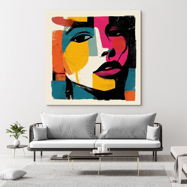 Woman's face with colorful paint