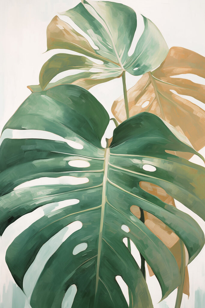 Green leaves with vibrant hues